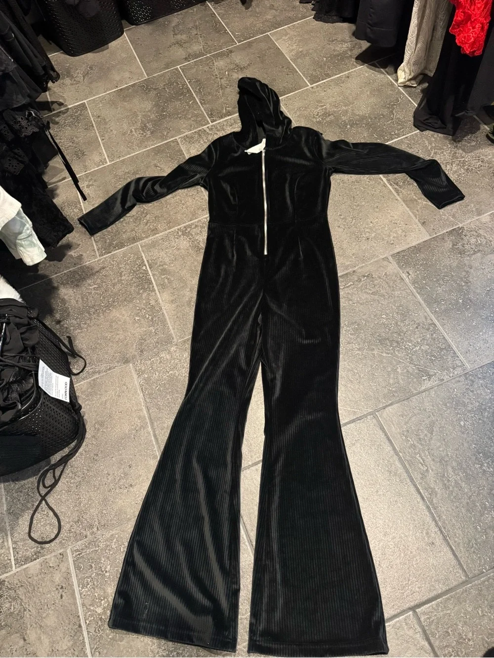 💕1HR💕Fabletics Black Ribbed Zip-Front Jumpsuit